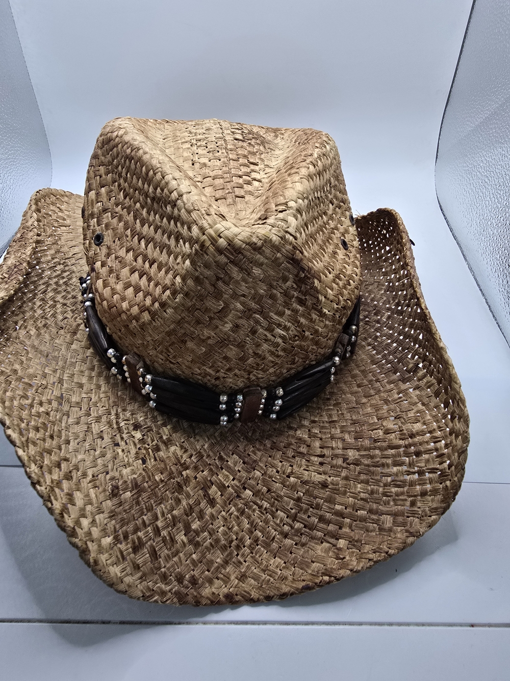 Peter Grimm Straw Drifter Cowboy Hat - Beaded Band